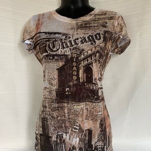 Chicago Top With Gold Rhinestones